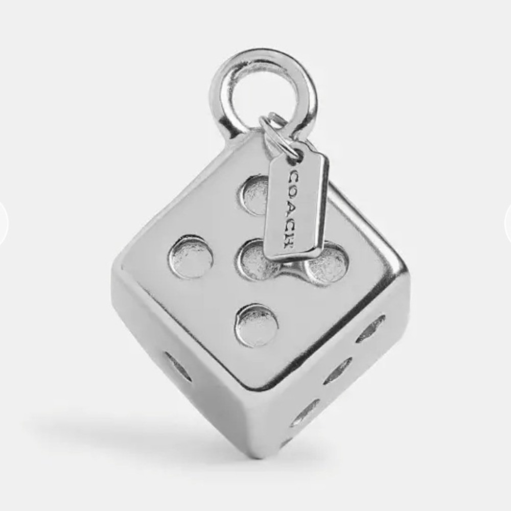 Coach Dice‎ Shoelace Charm Silver New CDU02 Polished Metal Accessory